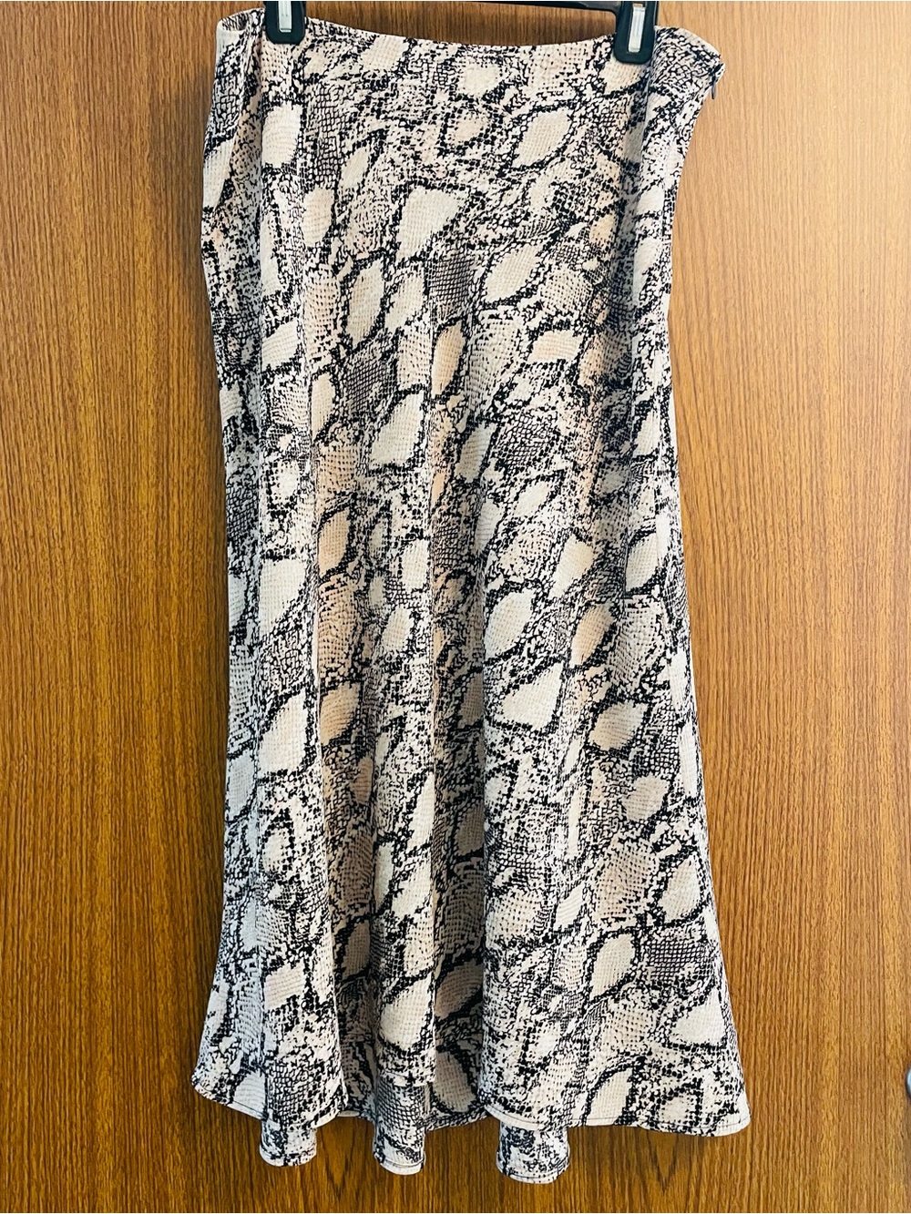 Nine West Black & Cream Snake-Print Midi Skirt